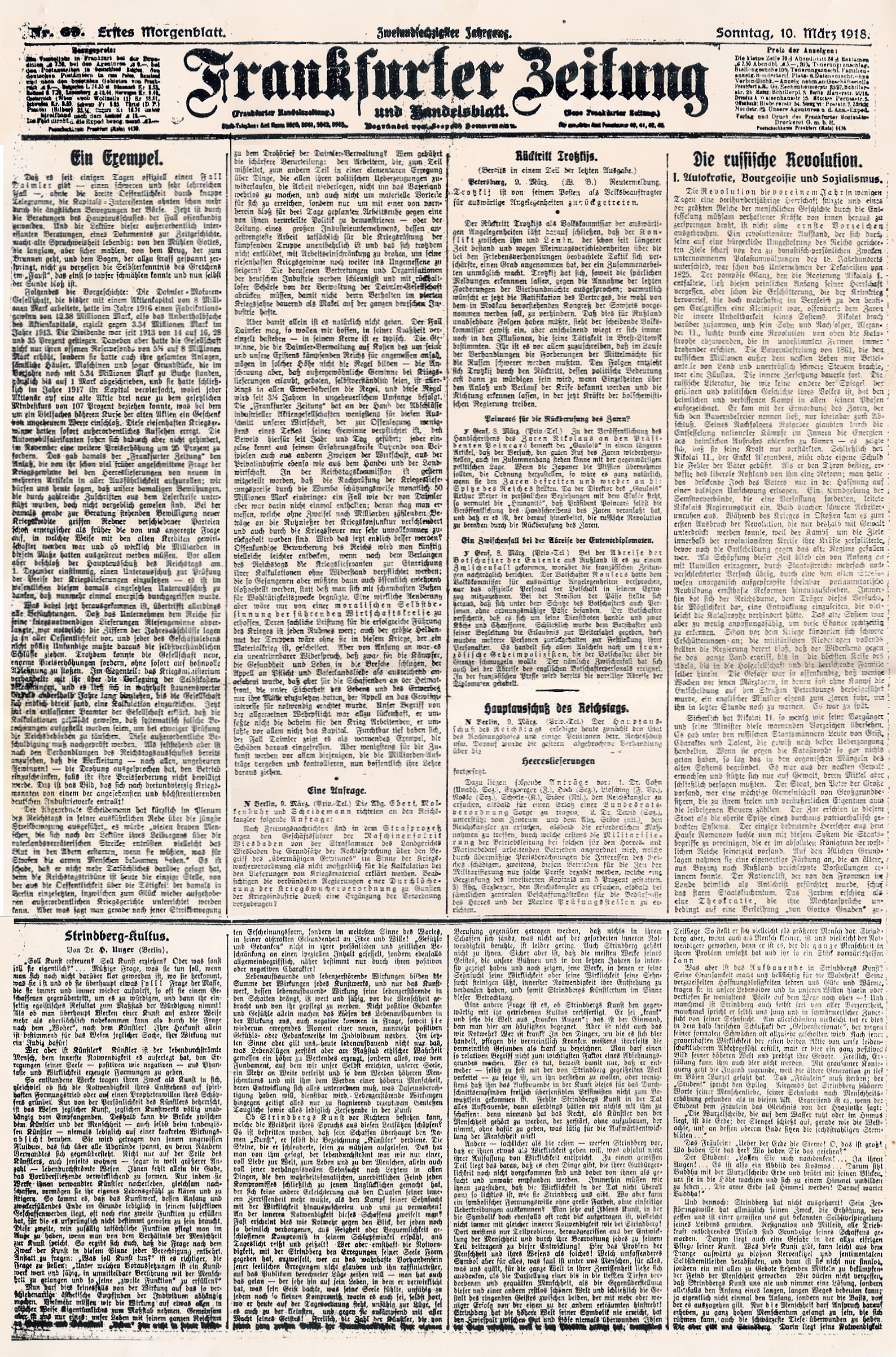 Frankfurter Zeitung vom 10.03.1918